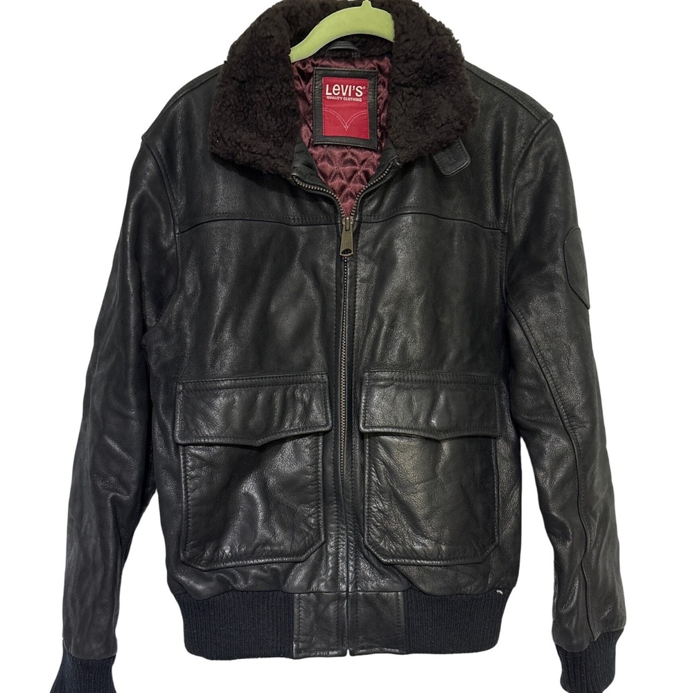 Levi's Y2K Mens Brown Leather Chore Trucker Jacket LARGE Vintage‎ Early 2000s